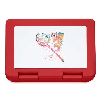 badminton,federball,aquarell, ,graffiti, - Brotdose - Rot - Vorne
