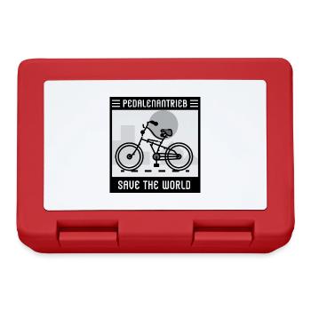 Save the world mit Pedalenantrieb - Brotdose - Rot - Vorne