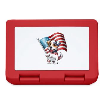 Jack Russell USA Flagge Geschenk - Brotdose - Rot - Vorne