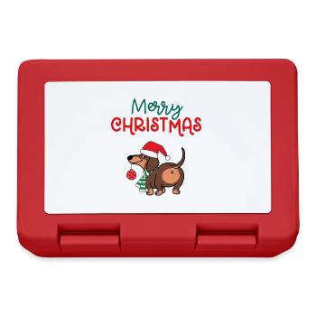 Merry Christmas, Dachshund - Brotdose - Rot - Vorne