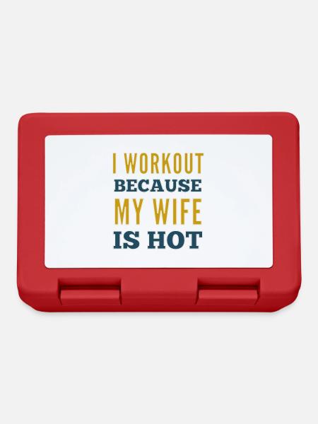 I Workout Because My Wife Is Hot Bodybuilding Gym - Lunchbox - red