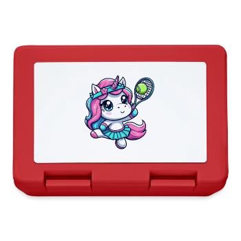 Niedliches Einhorn als Tennisspielerin - Lustiges - Brotdose - Rot - Vorne