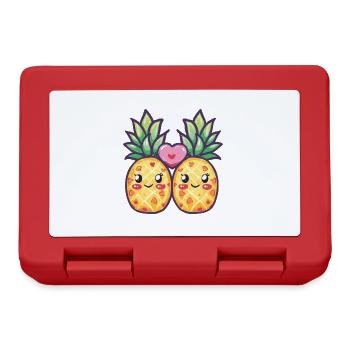 Ananas Couple Amour Coeur Drôle - Boîte à goûter - rouge - Devant