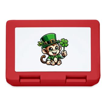 St. Patrick's Day Affe Schimpanse Kleeblatt Design - Brotdose - Rot - Vorne