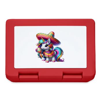 Cinco de Mayo Süßes Einhorn Cartoon mit Grünen - Brotdose - Rot - Vorne