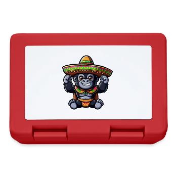 Cinco de Mayo Gorilla: Creative Festival Design - Lunchbox - red - Front