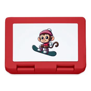 Affe Snowboarder Winter Wintersport Urlaub Design - Brotdose - Rot - Vorne