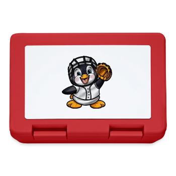 Dessin animé de joueur de baseball pingouin - Boîte à goûter - rouge - Devant