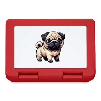 Dog Pug Polygon Geometric Design - Lunchbox - red - Front