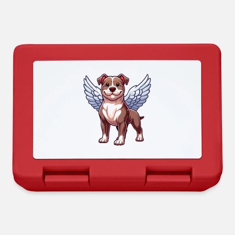 Pitbull Engel Hunde Flügel Design - Brotdose - Rot
