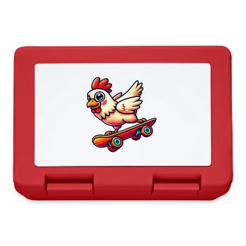 Huhn Henne Hahn Skateboard Skater Skateboarder - Brotdose - Rot - Vorne