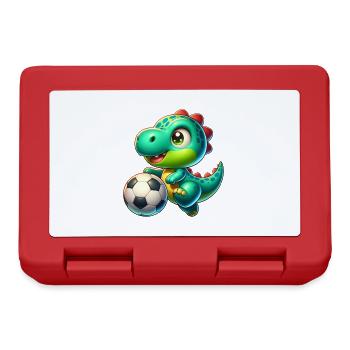 Mignon dino jouant au football - Boîte à goûter - rouge - Devant
