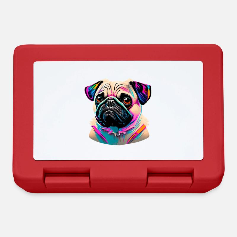 Mops Kopf Pug Graffiti - Brotdose - Rot