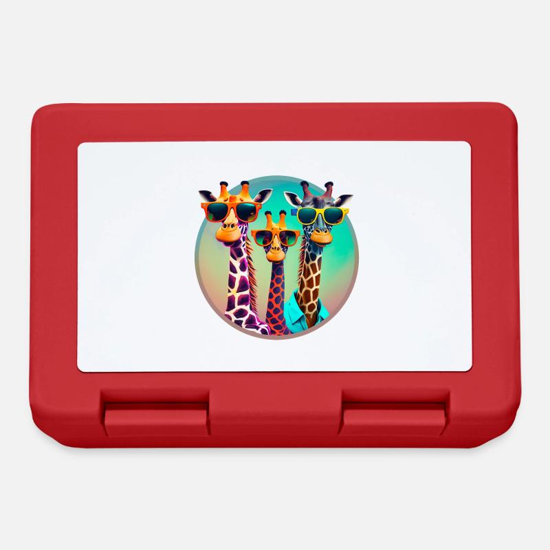 3 girafes cool avec des lunettes de soleil - Boîte à goûter - rouge