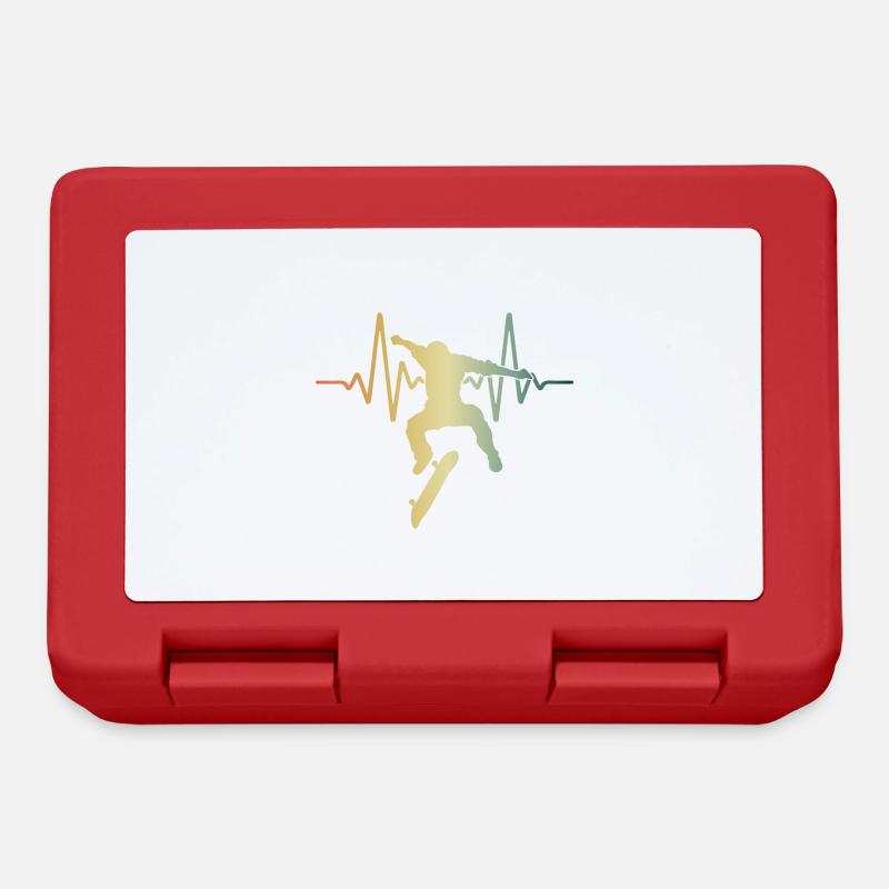 Heartbeat Skater Skateboard ECG Pulse - Boîte à goûter - rouge