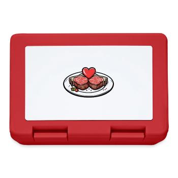 Steak Meat Giillen Couple Love Heart - Lunchbox - red - Front