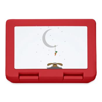 rabbit stares at a carrot on the moon - Lunchbox - red - Front