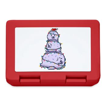 Chonky Seal Schneemann Weihnachtslichter Pixel Art - Brotdose - Rot - Vorne
