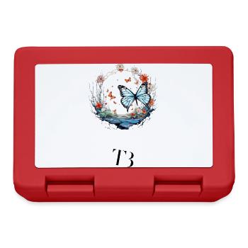 Beau design de papillon dans l’anneau de fleurs - Boîte à goûter - rouge - Devant
