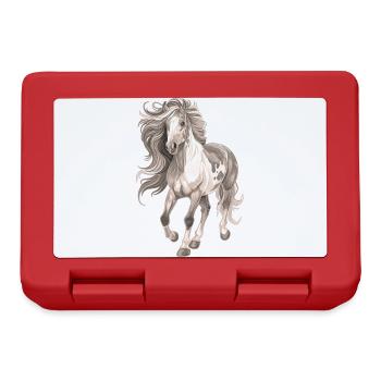 Horse motif long mane - Lunchbox - red - Front