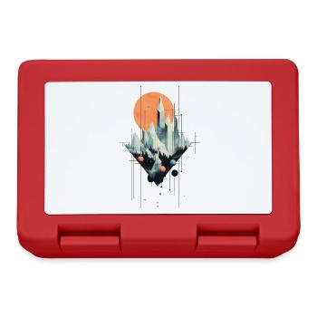 Geometrische Kristall Stadt - Surreales Artwork - Brotdose - Rot - Vorne