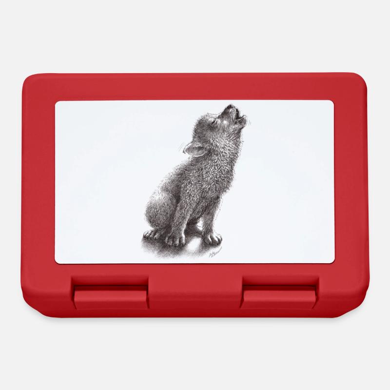 Young howling wolf - Lunchbox - red