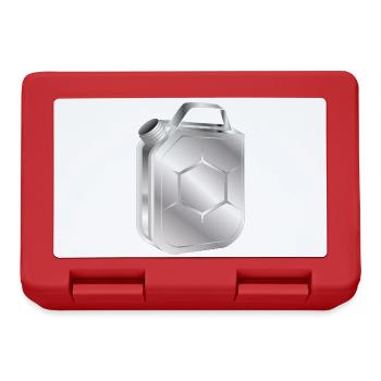Benzinkanister in stylischem Retro Chrom Look - Brotdose - Rot - Vorne