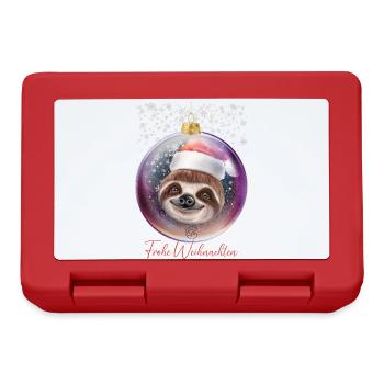 Frohe Weihnachten Weihnachtsoutfit Faultier - Brotdose - Rot - Vorne