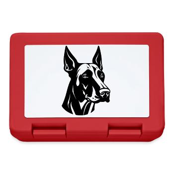 Doberman Hund Kopf - Brotdose - Rot - Vorne