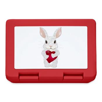 white rabbit with heart for valentine's day - Lunchbox - red - Front
