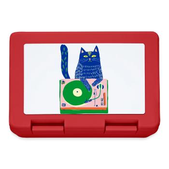 DJ Blue Cat sur une platine fantaisiste - Boîte à goûter - rouge - Devant