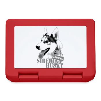 Siberian Husky Monochrome Print 100% Original - Lunchbox - red - Front