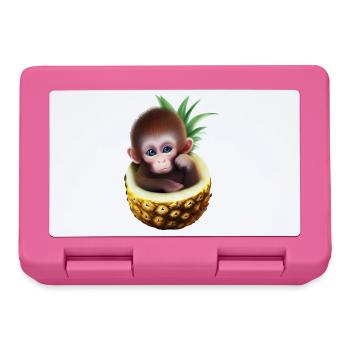 Kleiner Affe in einer Ananas - Brotdose - Pink - Vorne