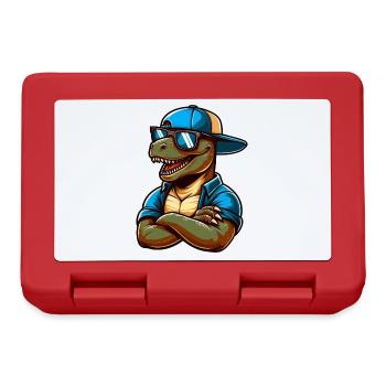 T-Rex dino cool avec des lunettes de soleil drôle - Boîte à goûter - rouge - Devant
