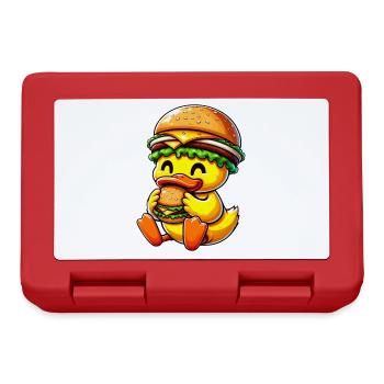 Funny Duck Hamburger Fast Food Cheeseburger with - Lunchbox - red - Front