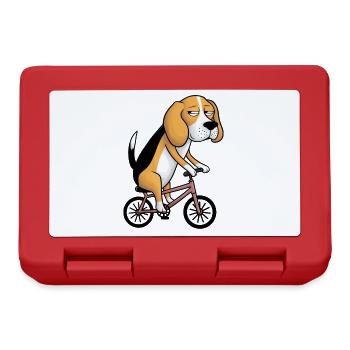 Funny beagle dog on bike whimsical funny - Lunchbox - red - Front