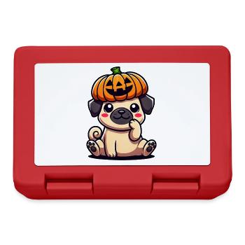 Halloween Pumpkin Cute Pug Cartoon Dog October - Lunchbox - red - Front