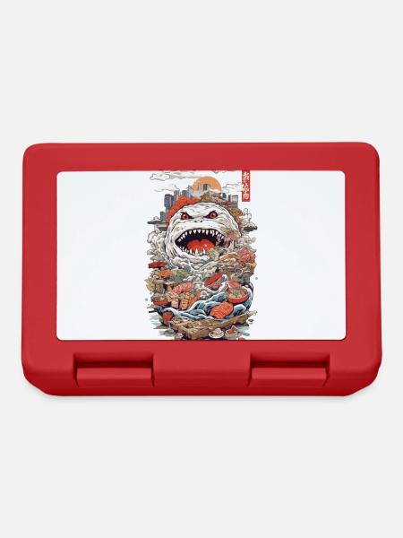 Retro Sushi Monster Japan's Culinary Wonder - Lunchbox - red