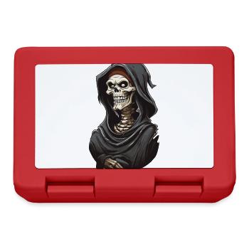 Lustiger Cartoon Grim Reaper Halloween Skelett - Brotdose - Rot - Vorne