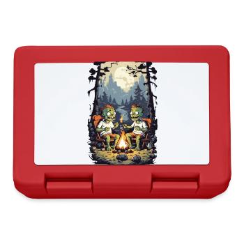 Zombies Campfire Halloween Cartoon Kids Design - Lunchbox - red - Front
