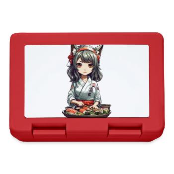 Kawaii Anime Sushi Girl avec des oreilles de chat Design - Boîte à goûter - rouge - Devant