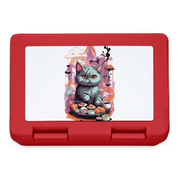 Kawaii Katze Sushi Pastell Liebhaber Japan Style - Brotdose - Rot - Vorne