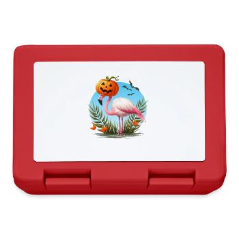 Flamingo with Halloween Pumpkin Hat - Lunchbox - red - Front