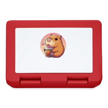 Capybara Enjoys Bubble Tea - Lunchbox - red - Front