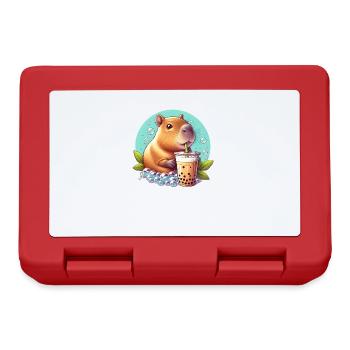 Capybara Enjoys Bubble Tea - Lunchbox - red - Front