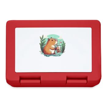 Capybara enjoys bubble tea - Lunchbox - red - Front