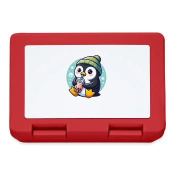 Le pingouin aime le thé à bulles - Boîte à goûter - rouge - Devant