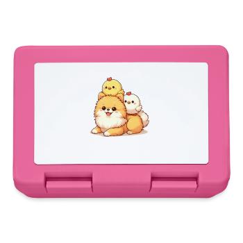 Cute chick on a Pomeranian - Lunchbox - pink - Front