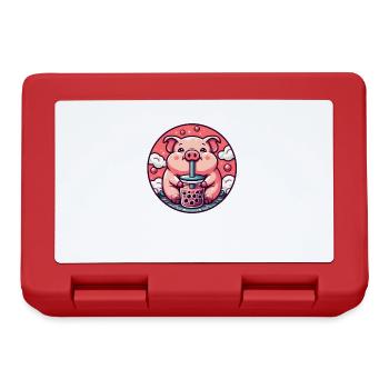 Le cochon aime le thé à bulles - Boîte à goûter - rouge - Devant