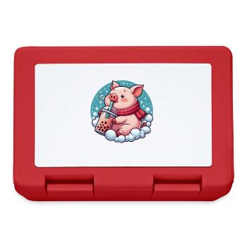Le cochon aime le thé à bulles - Boîte à goûter - rouge - Devant